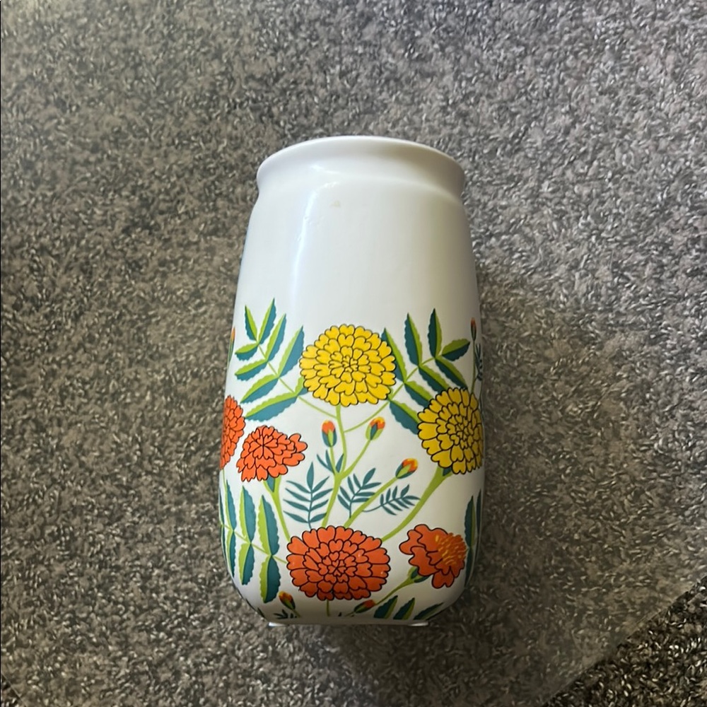 Floral Ceramic Vase with Colorful Design